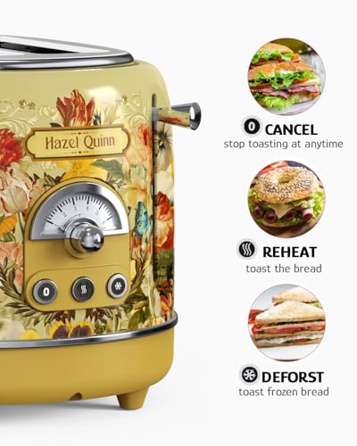 Hazel Quinn X Eduardo Recife 2-Slice Retro Toaster 6 Browning Levels Floral - color: Floral Printed