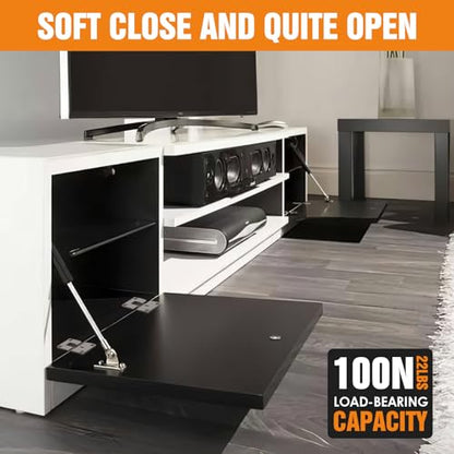Drop Down Gas Spring Hinge, 90° Struts for Downward Cabinet Doors - color: Black