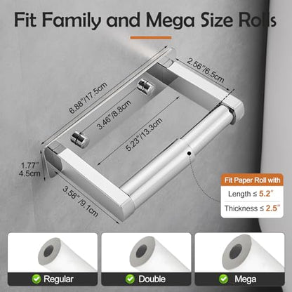 Pokim Polished Chrome Toilet Paper Holder,Self Adhesive or Screw Wall Mount Toilet Roll Holder Stainless Steel Double Post Tissue Holder for Bathroom,Commercial Toilet Paper Dispenser - color: Chrome