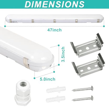 OSTEK 4FT LED Vapor Tight Light, 60W/50W/40W & 3CCT Adjustable (3000K-4000K-5000K), IP66 Waterproof LED Vapor Proof Light for Car Washes, Walk-in Freezers, Warehouses AC100-277V (6-Pack) - color: 6 Pack-3CCT