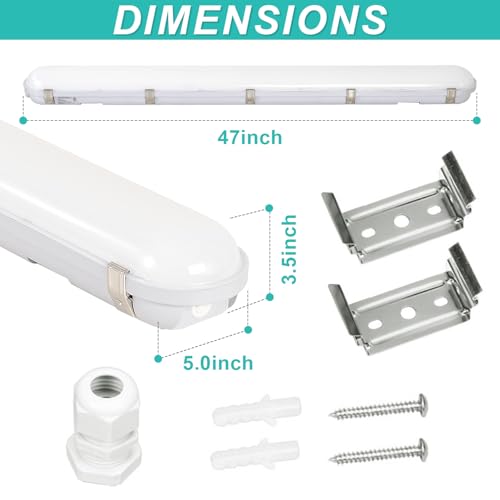 OSTEK 4FT LED Vapor Tight Light, 60W/50W/40W & 3CCT Adjustable (3000K-4000K-5000K), IP66 LED Vapor Proof Light for Car Washes, Walk-in Freezers, Warehouses AC100-277V (12-Pack) - color: 12 Pack-3cct