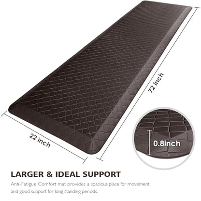 HappyTrends Kitchen Floor Mat - 4/5 Inch Thick Anti-Fatigue Kitchen Rug - color: Chocolate, size: 72"L x 22"W x 0.8"Th