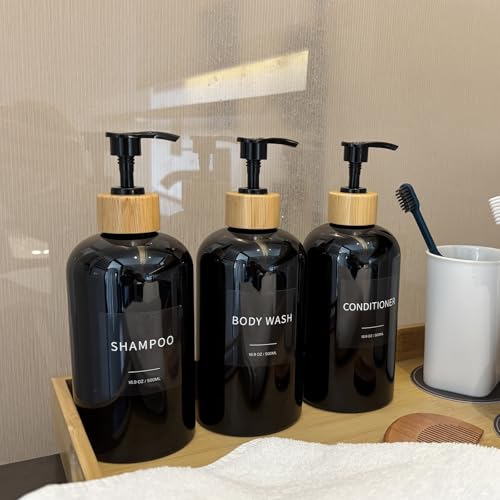Shampoo and Conditioner Dispenser for Bathroom, Shower Soap Bottles Black - color: Black