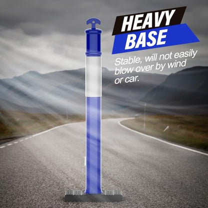 RoadHero 45 Inch Traffic Delineator Post Cones with Base, Blue, 3 Pack - color: Blue
