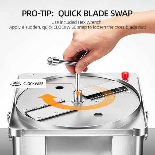 Commercial Electric Vegetable Chopper Dicer Slicer, 300W Food Prep Machine with 4.5" x 3.3" Extra-Large Chute, Stainless Steel Veggie Cutter for Dicing, Slicing, Shredding & Fry Cutting