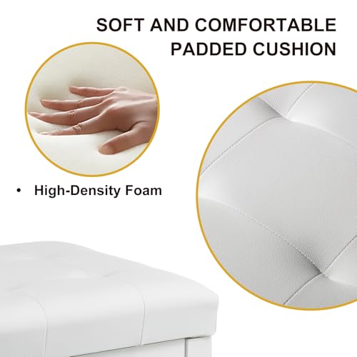 Adjustable Height Piano Bench, Wooden Piano Stool with Waterproof Padded Cushion, Bench Seat for Vanity, Bedroom, Living Room, White - color: Single-white