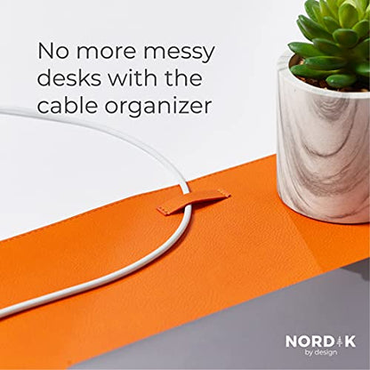 Nordik Leather Desk Mat -Tangerine Orange- Large Leather Desk Pad 35x17in - color: Tangerine Orange