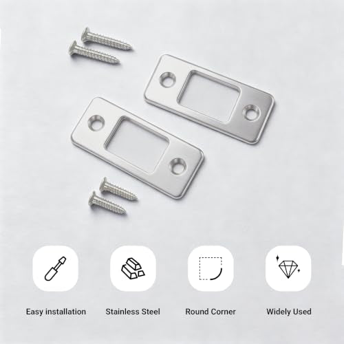 Large Hole Deadbolt Restorer Strike Plates, Satin Nickel Latch Strike Plate - color: Brushed Nickel, size: Large: 2-3/4" x 1-1/8"