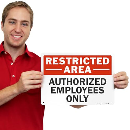 SmartSign "Restricted Area - Authorized Employees Only" Sign | 10" x 14" Aluminum
