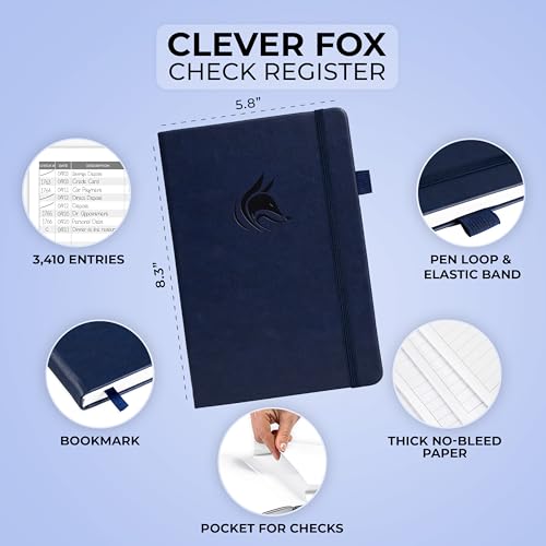 Clever Fox Check Register Book, Checkbook Ledger, 5.8x8.3 Dark Blue - color: Dark Blue, size: A5 (5.8'' x 8.3'')