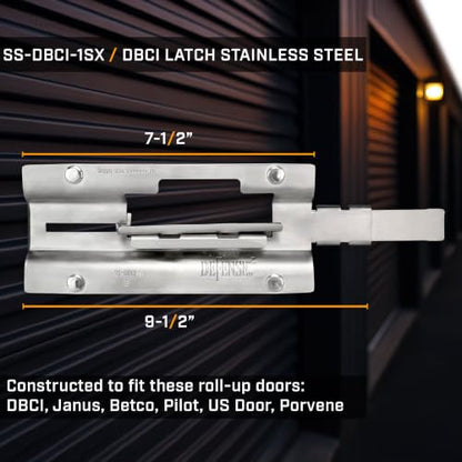 DBCI Overhead Roll Up Door Latch, Stainless Steel 7-1/2" x 3-1/2", with 4 Bolt mounting, New Product with Minor Surface Marks. - size: SS-DBCI-1SX