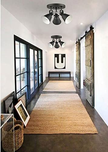 Multi-Directional Ceiling Spot Light, Adjustable Round Track Lighting - color: Black, size: 3-Light（Style B）
