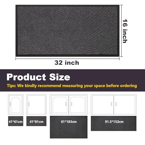 16×32 Inch Grey Door Mat for Indoor Outdoor, Easy Cleaning Entrance Rug - color: Charcoal Grey, size: 1'4" x 2'8" (Rectangular)
