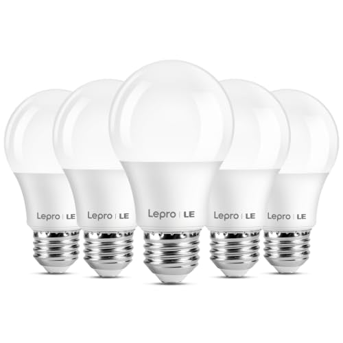 Lepro A19 E26 LED Light Bulbs 9W 800 Lumens Daylight White 5000K 5 Pack - color: Daylight White 5000k