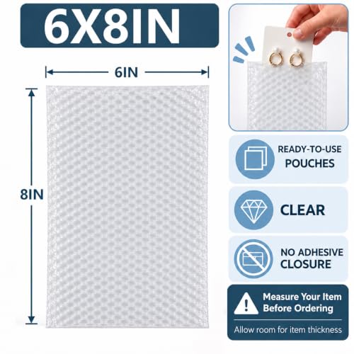 100PCS 6x8" Clear Bubble Pouches Wrap,Double Wall Cushioned Wrap,Shockproof - size: 6X8''-100PCS