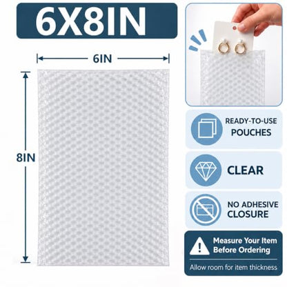 100PCS 6x8" Clear Bubble Pouches Wrap,Double Wall Cushioned Wrap,Shockproof - size: 6X8''-100PCS