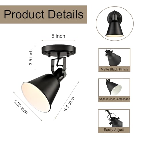 DIRYZON Flush Mount Ceiling Light Fixture Adjustable Track Light Set of 2 - color: Black, size: 2-light