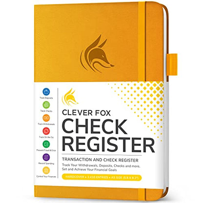 Clever Fox Check Register Book, Checkbook Ledger, 5.8x8.3 Yellow - color: Yellow, size: A5 (5.8'' x 8.3'')