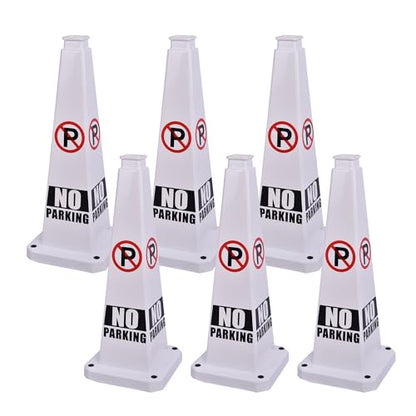 28" White Safety Cones 6-Pack with Rubber Base - color: White, size: 28"