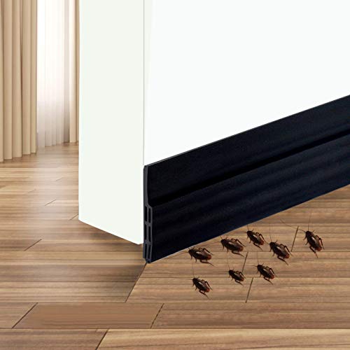 Self Adhesive Door Sweep Draft Stopper - Camel Home Weather Stripping Rubber Under Door Bottom for Interior Doors Seal Strip Insulation for Weatherproof, Soundproof, 2" W X 39" L (2Pack Black) - color: Black2