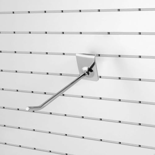 100 PCS 3.7 Inch Silver Slatwall Hooks, Slat Wall Gridwall Panel Slat Wall Hooks Slot Board Hangers Pegs Hanging Accessories for Garage Shop Room Organization and Commercial Exhibition