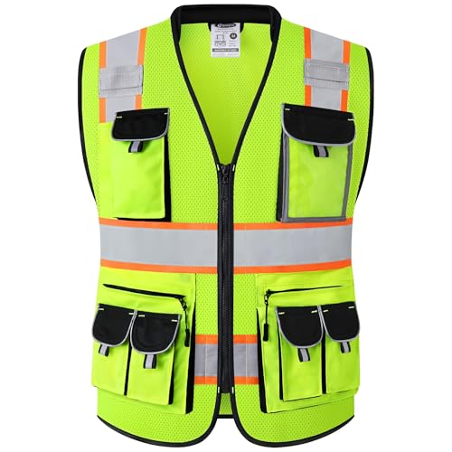 JKSafety Reflective Safety Vest for Men Cushioned Collar JK89M Yellow S - color: Mesh-yellow, size: Small