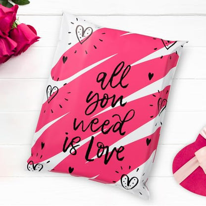 10x13 Inch Poly Mailers, Love Heart, 100 Pack Self Sealing - color: Love Heart