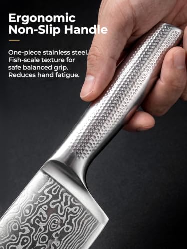 Knife Set, FOHERE 14 Pieces Kitchen Knife Set with Built-in 5 x Sharpeners, Waved Texture Knife Set with Block, Stainless Steel Knife Block Set, Sharp Knives Set with Ergonomic Handle - size: 14