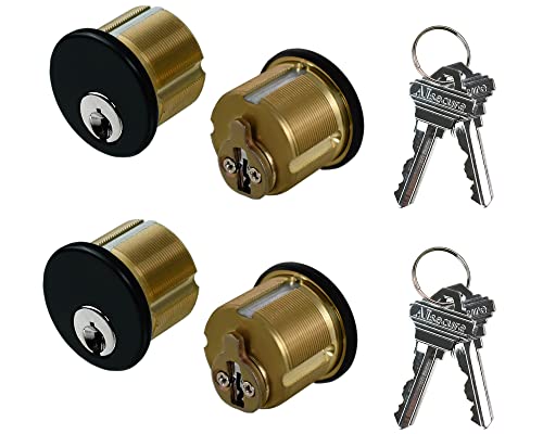 Brass Mortise Cylinder Lock，Commercial storefront Door Lock Mortise cylinders Compatible with Adams Rite, Kawneer, and Vistawall deadbolts. Comes in Black, 4-Pack ，with Matching Keys. - color: Black, size: 2 Set,Keyed Both Sides