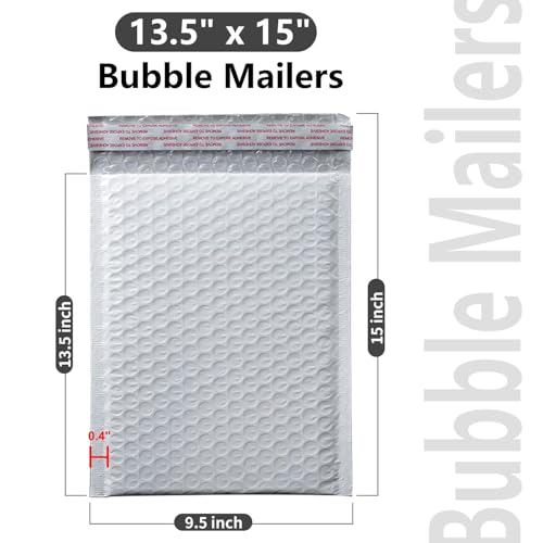 9527 Product Self Sealing Poly Bubble Mailers 9.5"x 13.5" Padded Shipping Envelopes 25Pcs - color: White, size: 9.5"x13.5"|25Pcs