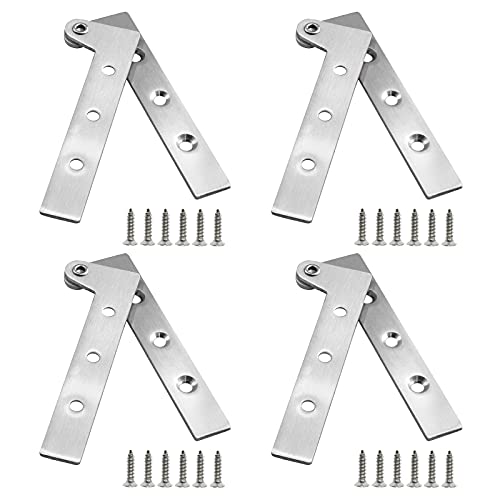 4Pcs 4 Inch 360 Degree Rotatable Door Pivot Hinges, Stainless Steel Hinge Door Pivot Hinge with Screws, for Windows Door Cabinet Cupboard - size: 4Inch