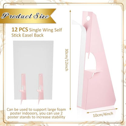 Marspark 12 Pack Self Stick Easel Back Poster Stand,12 Inch,Light Pink - color: Light Pink, size: 12 Inch