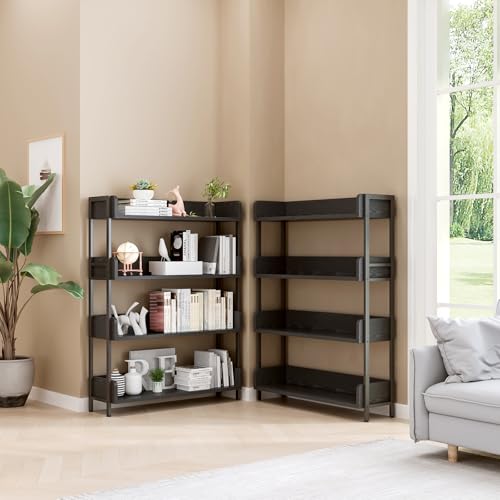 OSCHF Wide Open Shelf Bookcase, 4-Tier, Full Black - color: Black, size: 4-Tier