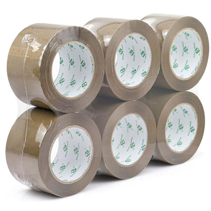 BOMEI PACK 3 inch Brown Packing Tape, 6 Refills Rolls Wide Packaging Tape for Moving, Shipping and Storage, 2.4 Mil x 110 Yards - size: 2.4mil x 110yds