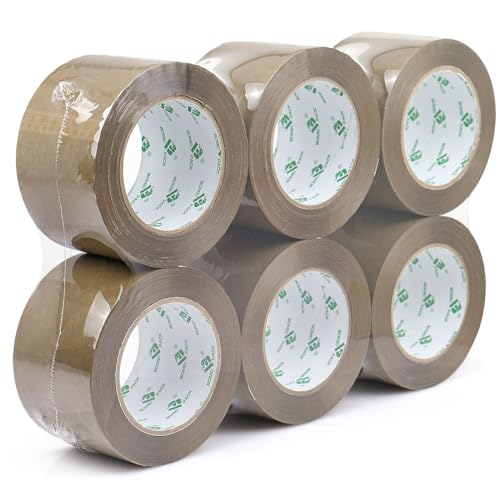 BOMEI PACK 3 inch Brown Packing Tape, 6 Refills Rolls Wide Packaging Tape for Moving, Shipping and Storage, 2.4 Mil x 110 Yards - size: 2.4mil x 110yds