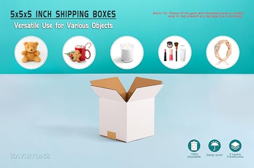 5x5x5 inch Small Shipping Boxes, 5 x 5 White Box, 30 Pack - size: 5x5x5-inch 30-Pack
