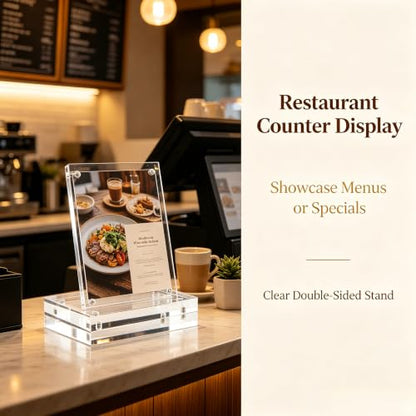 Acrylic Sign Holder, Acrylic Magnetic Poster Double-Sided Display Stand For Countertops, Acrylic Stands For Display In Offices, Restaurants, And Events(10 x 15cm), as picture show - size: 10 x 15cm