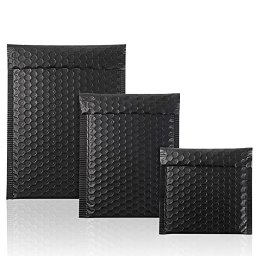 Outus 50 Pcs Bubble Mailers 3 Sizes, Bubble Shipping Envelopes,Black - color: Black
