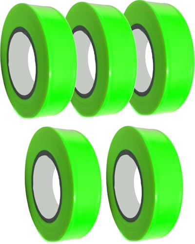 Green Flagging Tape - Non-Adhesive Hi-Vis Plastic | 5 Rolls (1" x 500') | Fade-Resistant for Surveyor, Tree Marking, Hunting Trail, Boundaries & Hazardous Areas Workplace - color: Green