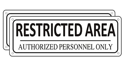 Restricted Area Sign Metal, (2 Pack) Authorized Personnel Only, 10" x 3.5" Do Not Enter Sign, Aluminum, Rust free, Fade Resistant,Weatherproof - color: Restricted Area Sign-01C
