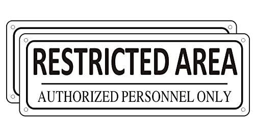 Restricted Area Sign Metal, (2 Pack) Authorized Personnel Only, 10" x 3.5" Do Not Enter Sign, Aluminum, Rust free, Fade Resistant,Weatherproof - color: Restricted Area Sign-01C