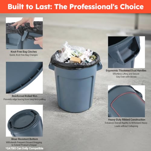 20 Gallon Commercial Round Trash Can with Lid - size: 20 Gallons