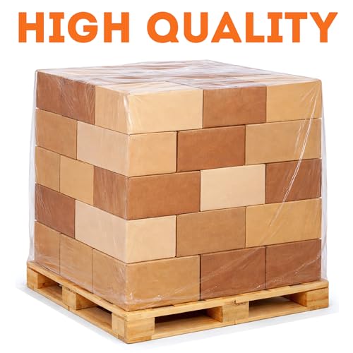APQ Pack of 210 Plastic Pallet Covers 42 x 26 x 63. Clear Reusable Low Density Polyethylene Pallet Bag Covers 42x26x63. Thickness 1.5 mil. Ideal for Industrial Needs, Warehousing, Transportation. - size: 42" x 26" x 63" / 1.5 mil / 210 Pack