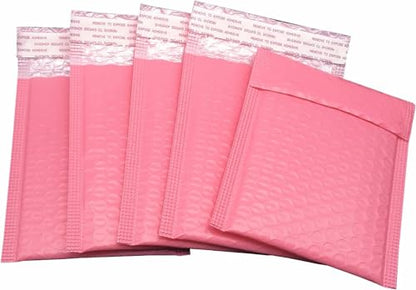 Water Resistant Bubble Envelope Mailers [10 Pack] 6 inch x 9 inch #0 Pink Poly Padded Shipping Envelopes Self Sealing Cushioned Packaging Bags