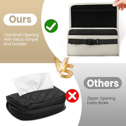 WHHMK Large Car Tissue Holder Refill Easily Clamshell Opening, Grey 2PC - color: Grey 2 Packs