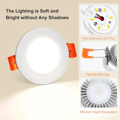 3 Inch LED Recessed Lighting, Dimmable Downlight 5W (40W Halogen Equivalent), CRI80+, 4000K Natural White, LED Ceiling Light with LED Driver, Canless Recessed Light (4 Pack) - color: 4000k (Natural White), size: White-3Inch-4Pack