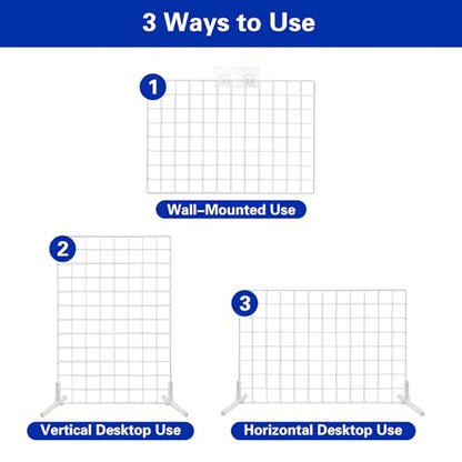 2 Sets Wall Grid Decorative Panel with Base for Photo Display