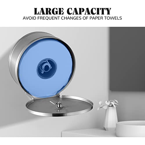 Toilet Paper Towel Dispenser Wall Mount, Jumbo Roll Toilet Tissue Dispenser, 9 Inch Paper Key Lock Stainless Steel Dispenser - color: Silver
