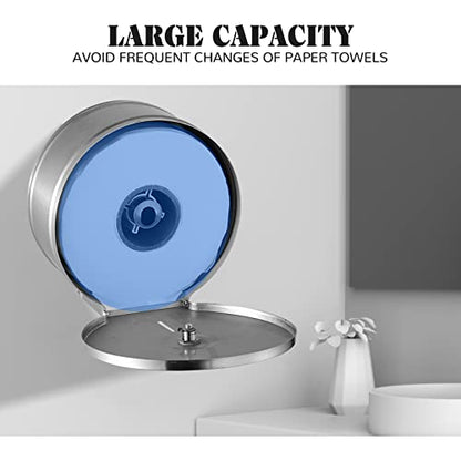 Toilet Paper Towel Dispenser Wall Mount, Jumbo Roll Toilet Tissue Dispenser, 9 Inch Paper Key Lock Stainless Steel Dispenser - color: Silver