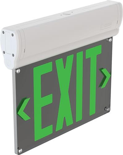 Lithonia Lighting Basics Edge-lit LED Exit Sign with Green Letters, Surface Mount Emergency Exit Only Sign, Ni-Cad Battery Backup (BE W G SM M6) - size: 1-Pack | Green Letters, style: Surface Mount